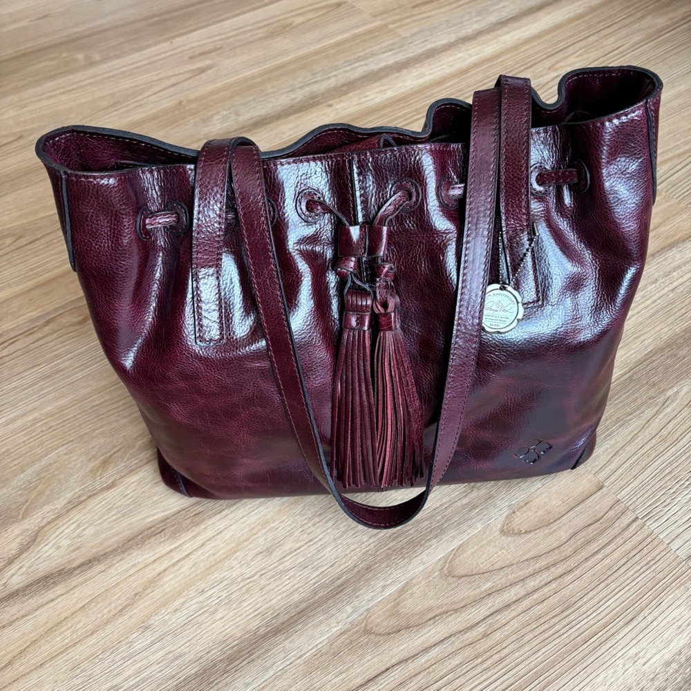Patricia Nash Rich Burgundy Leather Tote